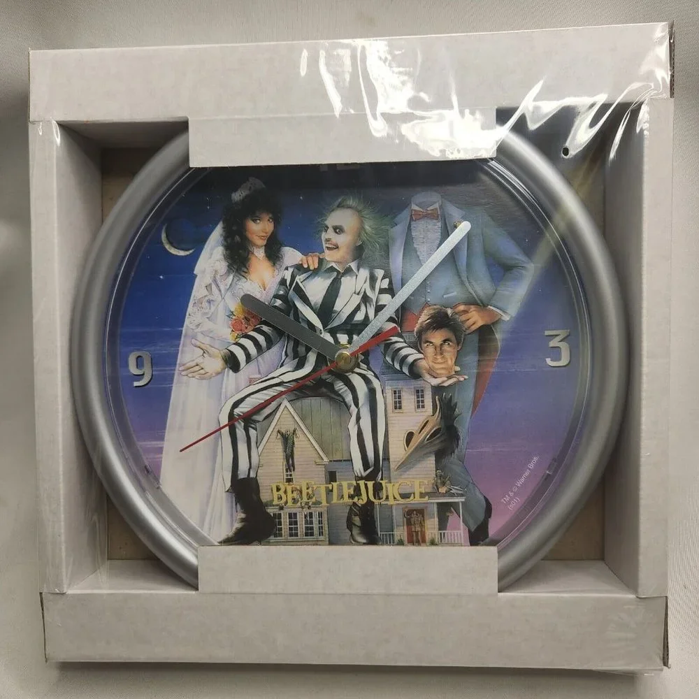 Vintage Beetlejuice Wall Clock Tim Burton 2001 Movie Collectible Home Decor